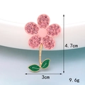Detailed size view of a pink rhinestone flower brooch measuring 4.7cm by 3.0cm - D1503 Pink Flower