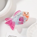 Pince à cheveux en acétate en forme de poisson avec dégradé bleu et rose élégant - Bleu