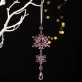 Ornement flocon de neige rose en acrylique avec goutte de cristal pour sapin de Noël - Rose