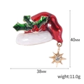 Broche bonnet de Noël avec feuille de houx et pendentif étoile en émail rouge et vert - Bonnet de Noël Houx (1647)