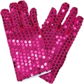 Vibrant rose pink sequined performance gloves for children stage dance and party decor - One Size / Rose Red