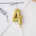 Golden number 4 birthday candle with matte finish and white stick for cake decor - Golden Number 4
