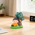 Cute monk figurine resting under a tree, decorative resin desk organizer ornament - 1081-16 Pine Wealth Monk / Resin Star Lights