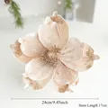 Artificial champagne gold magnolia flower with glitter petals for Christmas decor - Champagne