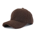 Dark brown sherpa fleece baseball cap with soft texture for winter warmth - Coffee