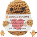 Handmade crochet positive potato doll with German inspirational card office gift - Dark Brown Straight-Mouth Potato