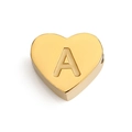 Golden heart-shaped stainless steel charm with letter A engraving for DIY jewelry - Letter A (Gold)