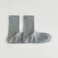 Mid-calf cotton blend business socks in medium gray with ribbed cuffs and geometric logo - One Size / Light Gray