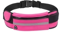 Pink marathon running belt with waterproof zipper and reflective safety strip - Rose Red