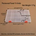 Transparent 15-compartment PP storage box with orange buckles and fixed dividers - Thickened Large Fixed 15 Compartments/28.3x19.2x2.2cm