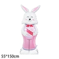 Easter inflatable white rabbit balloon with pink details and egg, size 55x150cm - Standing Miss Bunny (Card Pack)