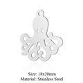 Ciondolo a forma di polpo in acciaio inossidabile argento, 18x20mm per gioielli DIY - Polpo d'Argento (5 Pz/Confezione)