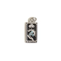 Silver tarot pendant The Magician with black enamel and blue gems in stainless steel - Steel-The Magician