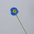 Handmade crochet dark blue poppy flower with yellow stamen and long green stem - Poppy Dark Blue