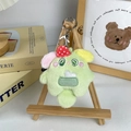 Green plush star pendant with red polka dot hat and metal keychain for backpacks - Pocket Monster - Green