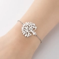 Pulsera minimalista del árbol de la vida con cadena de eslabones en O para estilo moderno - Color Acero