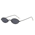 Gafas de sol ovaladas retro con montura de metal negro y cristales oscuros - Montura Negra Lente Gris