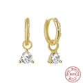 Orecchini a cerchio in argento sterling 925 dorati con pendenti in zircone triangolare - Argento 925 / Oro-Zircone Bianco