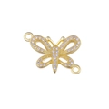 Golden butterfly jewelry connector with cubic zirconia stones for DIY bracelets - Gold Zirconia Large Butterfly (L0418-A)