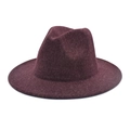 Close-up of deep purple wool felt fedora showing premium texture and wide brim - M (56-58cm) / Burgundy
