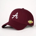 Casquette de baseball rétro bordeaux en coton avec broderie A et écusson Los Angeles - Bordeaux