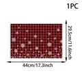 Rectangle red and black plaid Christmas placemat with snowflake pattern and size dimensions - 1 Piece