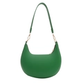 Minimalist green hobo shoulder bag in crescent shape with smooth leather texture - Green