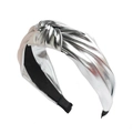 Fashionable silver metallic knot headband with wide band and black lining for women - Metallic Silver Knot Style (FK-B381 Silver)