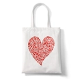 Bolso de lona blanco con un gran estampado de corazón rojo en acuarela para mujer - Collage de Corazón Grande en Acuarela