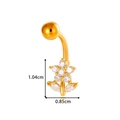 Golden stainless steel navel ring featuring a floral zircon design with leaf accents - Gold Leafy Flower Style(0200-4#金)