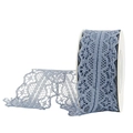 Blue lace ribbon roll with hollow floral crochet pattern for gift wrapping and wedding decor - S021