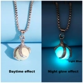 Vintage dragon claw necklace with light blue luminous bead showing day and night glow effects - Necklace / Antique Silver Blue-Green Glow