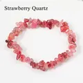 Handmade strawberry quartz bracelet with irregular natural crystal gemstone chips - Strawberry Quartz