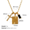 Goldene Edelstahlkette mit Kreuz und schwarzem Zirkonanhänger inklusive Maßen - Gold