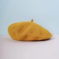 Classic ginger yellow wool beret hat with octagonal top for women in autumn - M / Ginger Yellow