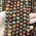 Bunte Naturstein-Rundperlen für DIY-Schmuckherstellung und handgefertigte Armbänder - Roter Picasso A222 / 4mm (ca. 88 Perlen)