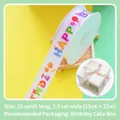 Rainbow Happy Birthday printed ribbon 25mm wide for festive gift box packaging - Happy Birthday Colorful Bold / 2.5cm*25 Yards