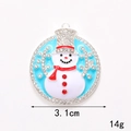 Zinc alloy snowman pendant accessory with red and white enamel and 3.1cm diameter detail - D2060 Christmas Snowman B (Silver)