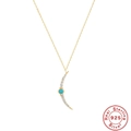 S925 sterling zilveren gouden ketting met halve maan hanger en blauwe turkoois steen - Halve Maan Stijl / Goud