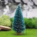 Mini albero di Natale verde-blu da 8,5cm con effetto neve su base in legno - 8.5cm Blu Verde