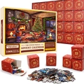Calendrier de l'Avent puzzle de Noël de 1008 pièces avec 24 boîtes rouges numérotées - Style sd53 (70x50cm)