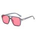 Classic square sunglasses with transparent grey frame and bright pink lenses - Grey Frame Red Lens