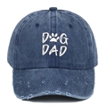 Berretto da baseball DOG DAD in denim lavato blu scuro con ricamo stile vintage - Regolabile / Blu navy
