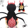 Costume da cane ragno per Halloween con corna rosse e motivo a ragnatela - XS / Ragno con Cappuccio 4 Zampe