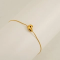 Minimalist gold chain bracelet with polished 3D letter P pendant for women - Letter P