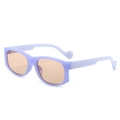 Polygonal square sunglasses with lavender purple frames and light orange lenses - Lake Blue