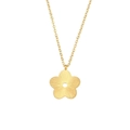 Elegant 18K gold plated stainless steel necklace with a hollow flower pendant - Striped Geometric Flower Pendant Necklace