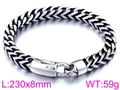 Pulsera de cadena de trigo pulida para hombre con cierre redondo, largo 230mm y ancho 8mm - 23CM / Color Acero