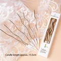 Set of 6 spiral gold birthday candles 15.5cm long in elegant Happy Birthday gift box - Champagne Gold Curve Spiral Candle 6Pcs