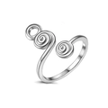 Adjustable silver spiral open toe ring with polished finish for summer beach style - Style 5-Single Spiral / Gold